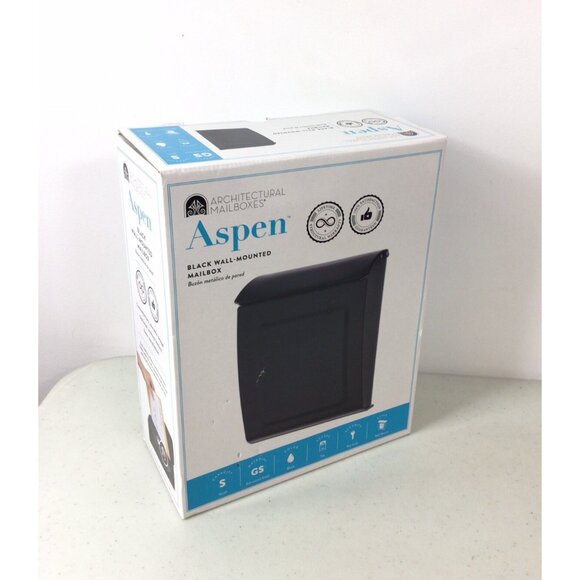 Aspen Mailbox Black Metal Wall Mount New - Picture 1 of 6